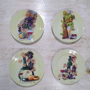 Royal Norfolk Set Of 4 Wine And Cheese Plates By Christine Coleman EUC
